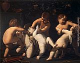 Guido Reni Angels Putti fighting painting